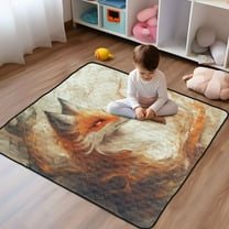 WOBOGO Cool Orange Fox Baby Playmats Extra Large Waterproof Rollable Activity Pads for Toddlers 50×50inch