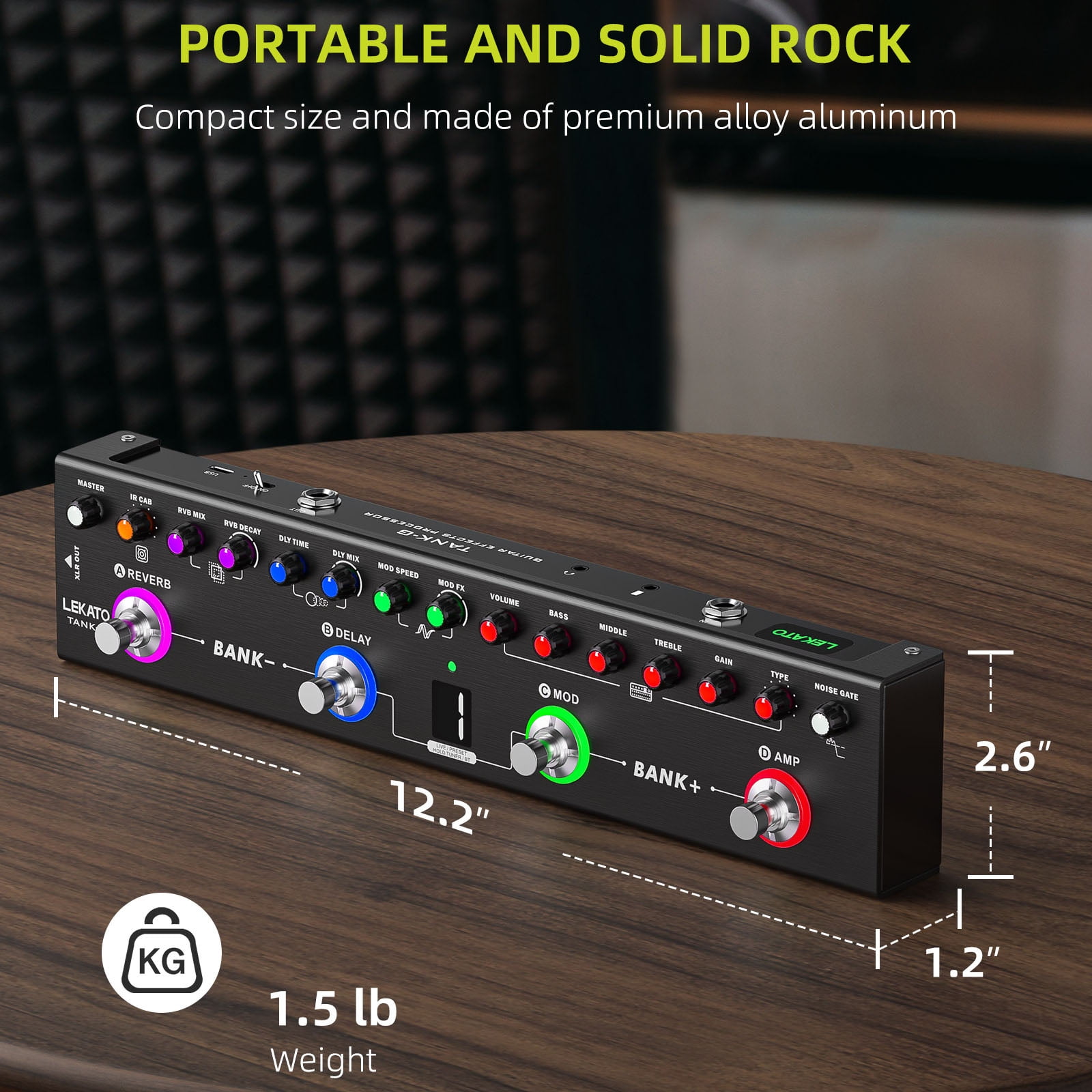 LEKATO Multi Effects Guitar Pedal Guitar Effects Pedal with 36 Presets Editable 4 Modules Amp Chorus Delay Reverb IR CAB Tuner BT Connection Music Recording