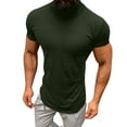 thumbnail image 2 of Turtleneck T-Shirts for Men Short Sleeve Pullover Slim-Fit Muscle T Shirts Mens Casual Solid Stretchy Comfort Loungewear Workout Tees Tops, 2 of 7