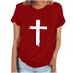 thumbnail image 1 of Camiseta Casual de Manga Corta de Cuello Redondo Impresa para las Mujeres, 95% Poliéster 5% Spandex Vintage Top Ligero para Diario, Fiesta Y Primavera Verano, 1 of 4