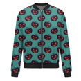 thumbnail image 4 of Chaqueta bomber con temática de Halloween para mujer, con lindos fantasmas, murciélagos y estampado de luna, informal, ligera, con cremallera, 4 of 5