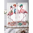 thumbnail image 3 of Pink Flamingo Sheer Curtains 108 Inch Length 2 Panels Set Window Treatments, Summer Coastal Ocean Nautical Sea Beach Rod Pocket Semi Curtains for Living Room/Bedroom/Kitchen Décor, 104"W x 108"L, 3 of 7