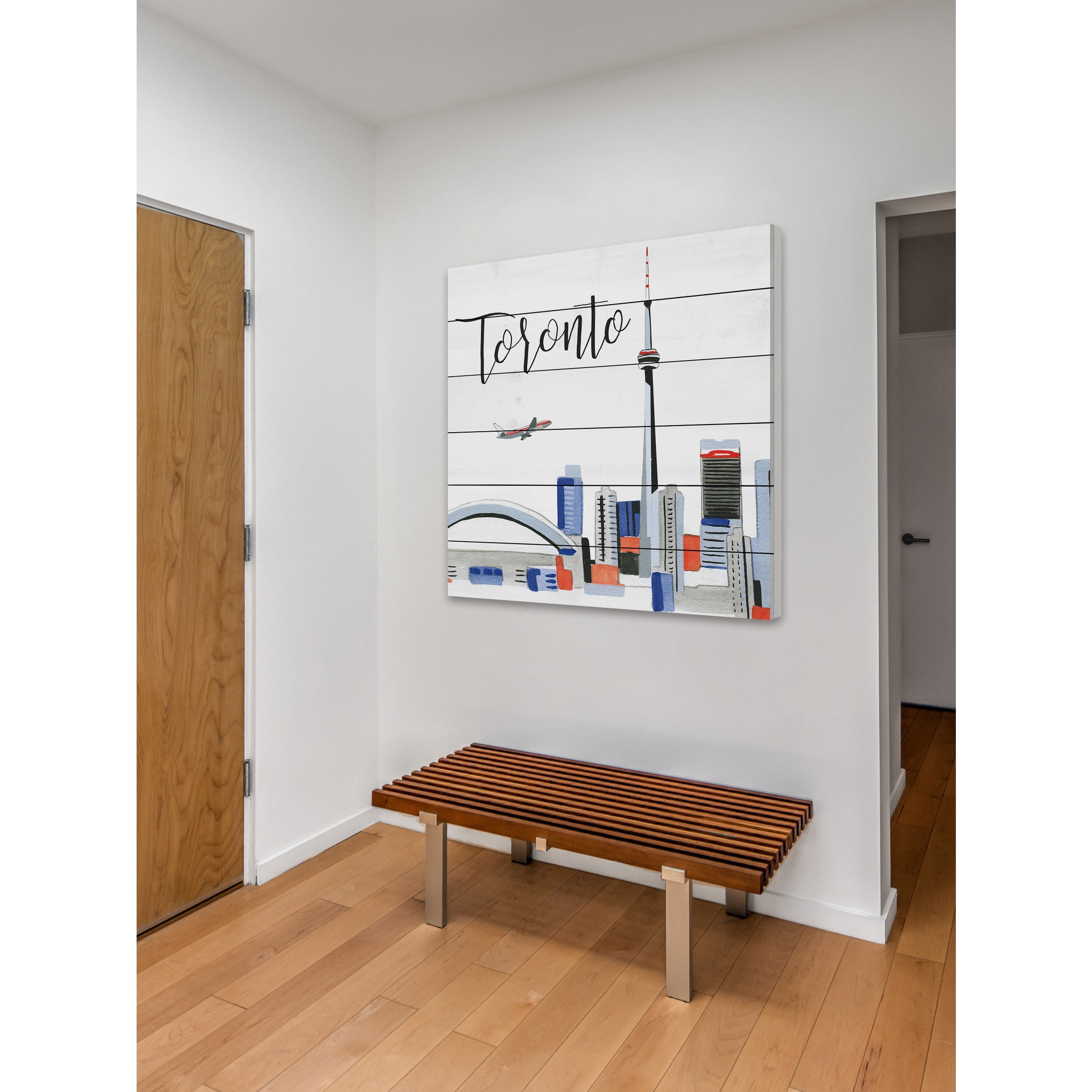 "Toronto Skyline" by Molly Rosner Painting Print on White Wood