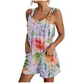 thumbnail image 2 of dzxyzu Women's Casual Suspender Printing Shorts Pocket Jumpsuit Shorts Womens Tunics To Wear With Leggings Womens Pants Casual, 2 of 6