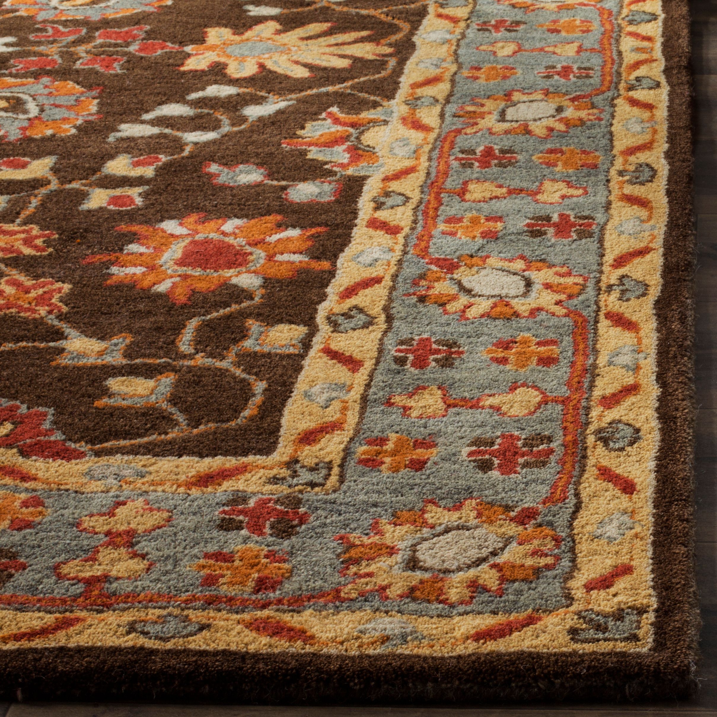 SAFAVIEH Heritage Genette Traditional Wool Runner Rug, Charcoal/Blue, 2'3" x 8'