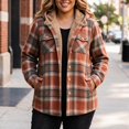 thumbnail image 4 of XUNKUSGA Jackets for Women Vintage Plaid Thickened Fleece Lined Hooded Shacket Women Casual Loose Long Sleeve Button Down Flannel Jacket Women Fall Winter Coat with Pockets, Size L, 4 of 9