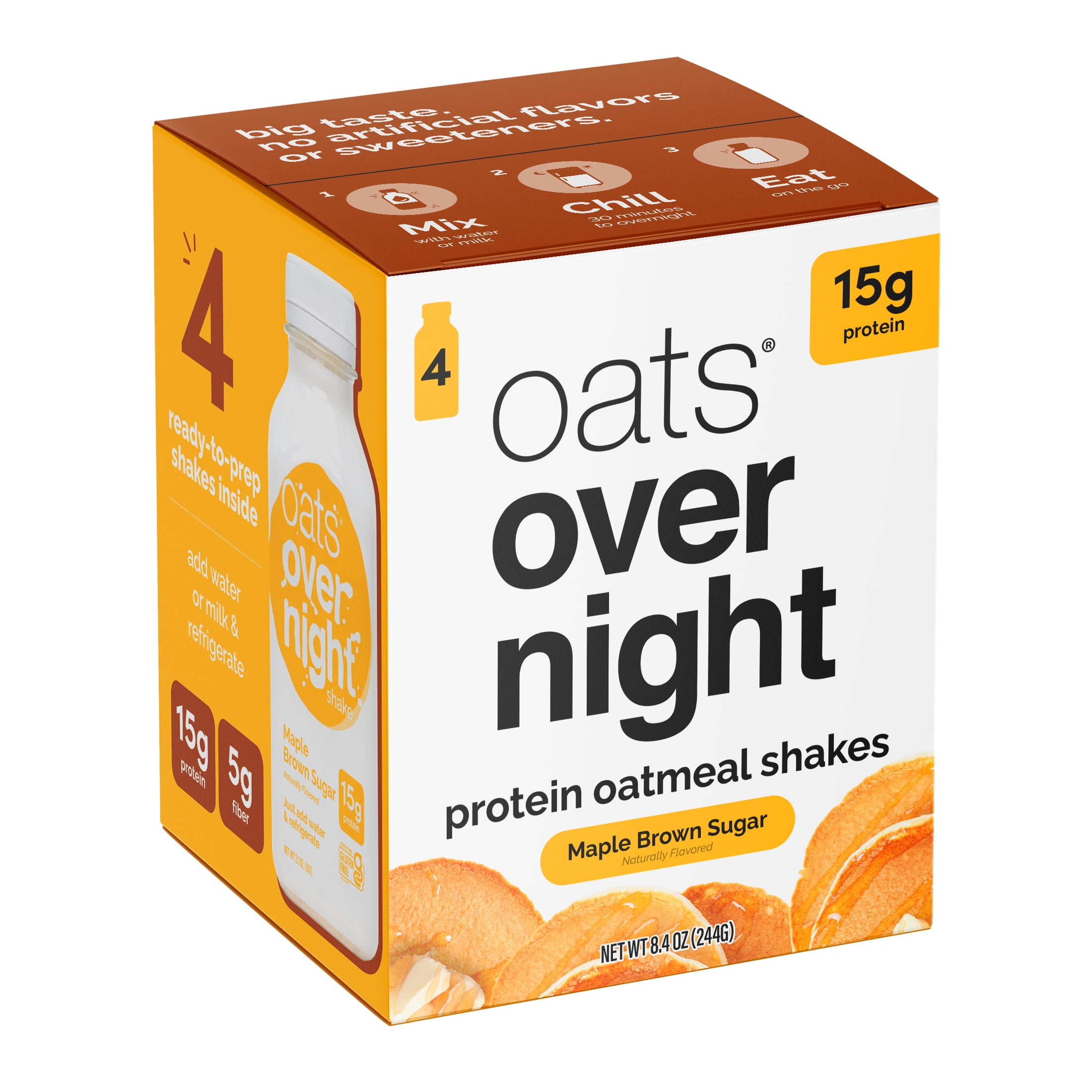 (3 pack) Oats Overnight Maple Brown Sugar Protein Overnight Oatmeal Shake, 4 pack