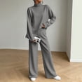 thumbnail image 2 of vdgthytj Sweatsuits Women 2 Piece Outfit Turtleneck Long Sleeve Pullover Tops Drawstring Wide Leg Pants Fall Athleisure Sets(X-Large,Gray), 2 of 7