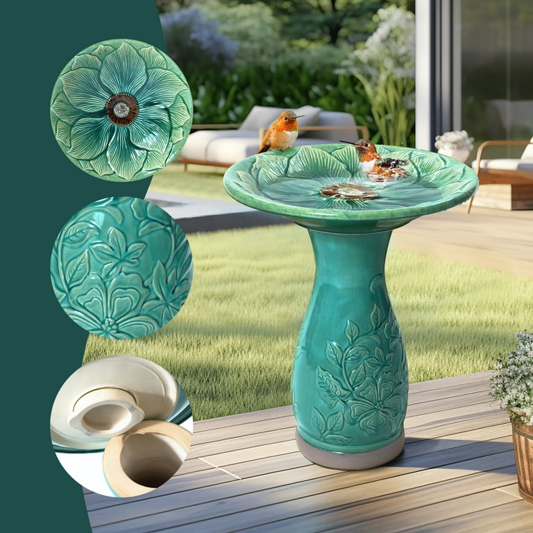 Turquoise Ceramic Bird Bath: Stunning Garden Decor Ideas