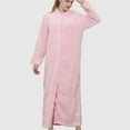 thumbnail image 6 of Lovskoo Flannel Bathrobe for Women Winter Warm Nightgown Home Color Long Dress Extended Hooded Dress Loungewear Pink, 6 of 7