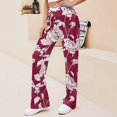 thumbnail image 3 of White Roses Red Background Seamless Pattern Women's Wide Leg Lounge High Waisted Loose Work Casual Outfits Trousers, 3 of 8
