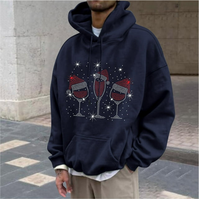 Sudadera con capucha para hombre, estilo casual, con cuello redondo, estampado, manga larga, blusa de poliéster