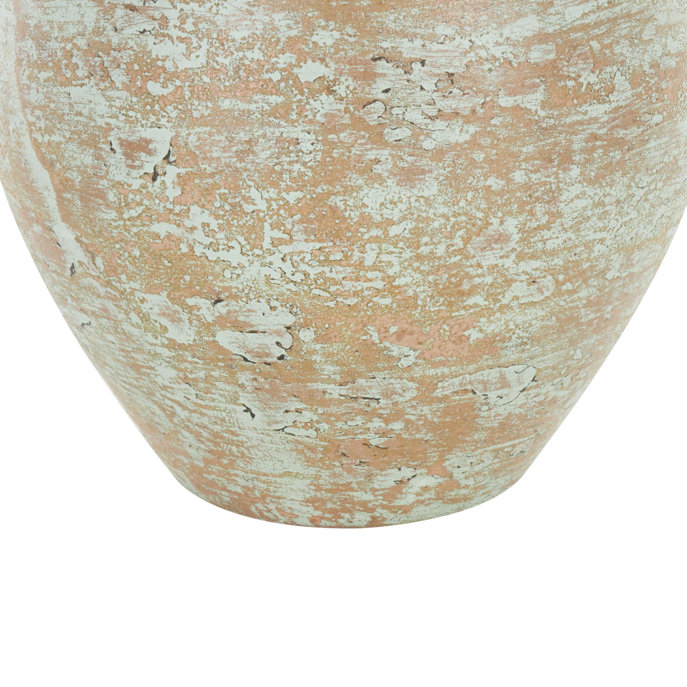 DecMode 12" Antique Style Textured Patina Brown Ceramic Vase