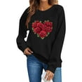 thumbnail image 5 of Qepwscx Womens Shirts Long Sleeve Valentine'S Day Crewneck Sweatshirt Love Heart Printed Sweatshirt Rose Print Tops For Women Trendy Pullover Sweatshirt Ladies, 5 of 6