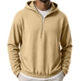 thumbnail image 3 of Chiccall Hoodie for Men Quarter Zip Long Sleeve Hooded Sweatshirts Fashion Casual Loose Fit Athletic Solid Pullover, 3 of 5