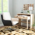 thumbnail image 2 of Linon Merle Accent Chair with Swivel, Brown Faux Leather and Beige Sherpa, 2 of 13