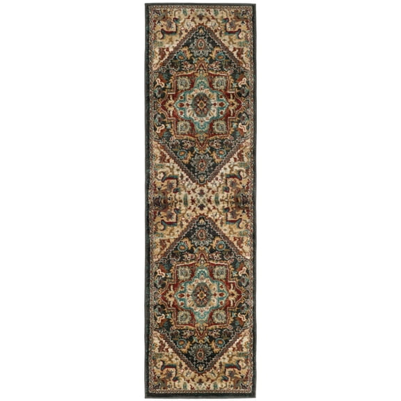 SAFAVIEH Skyler Laura Distressed Area Rug, Beige/Blue Green, 6'7" x 6'7" Square