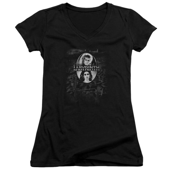 Labyrinth Maze Junior Women's T-Shirt V-Neck Black