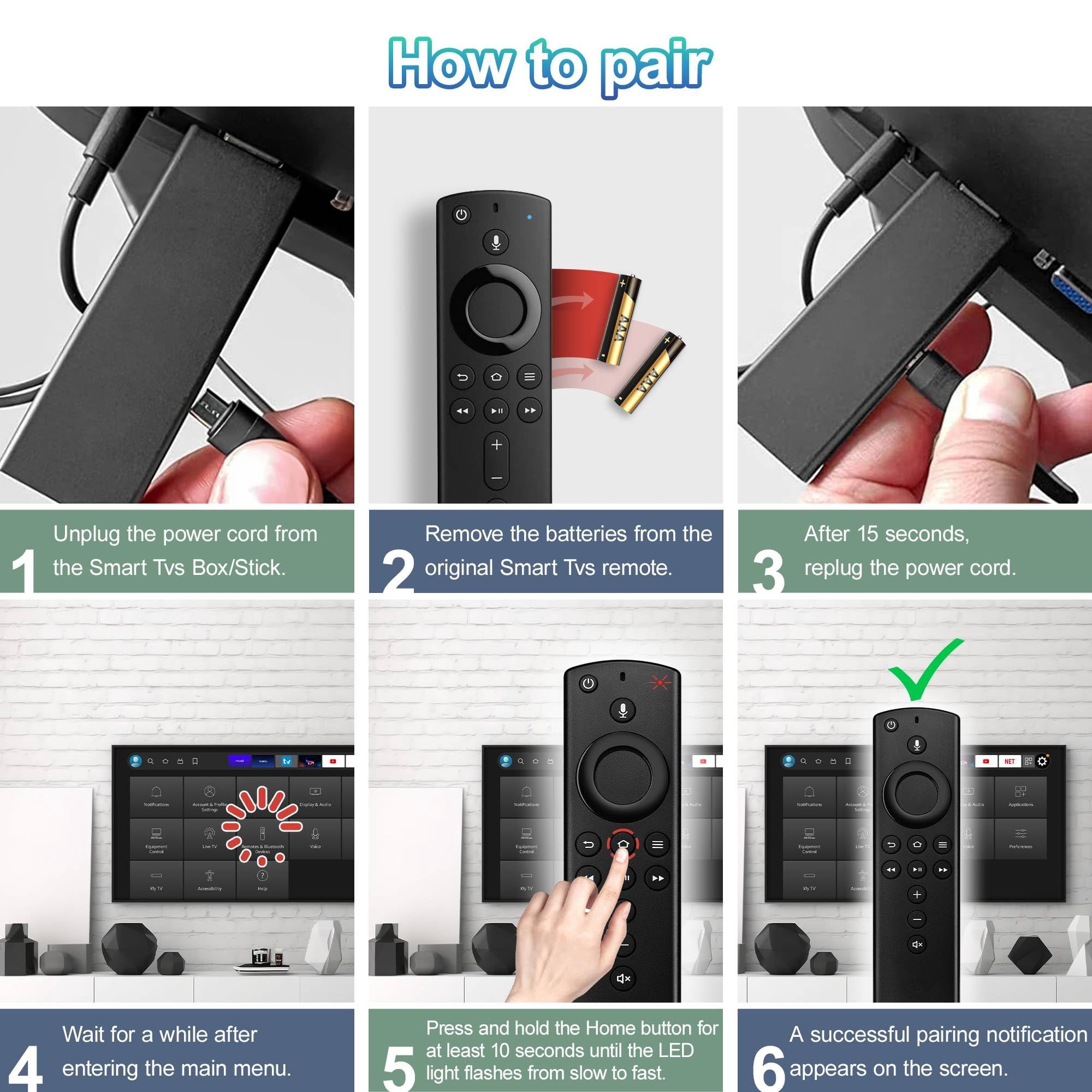 Replacement Voice Remote Control Compatible with All Fires-Series TVs Stick & Cube,TVs Stick Lite/Stick (2nd Gen)/TVs Stick 4K/TVs Cube (1st/2nd Gen),and fit for Smart TVs 3rd Gen