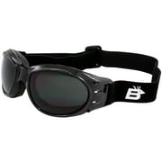 Birdz Eagle Padded Motorcycle Airsoft Goggles Gloss Black Frames with Anti-Fog Driving Smoke Mirror Lens