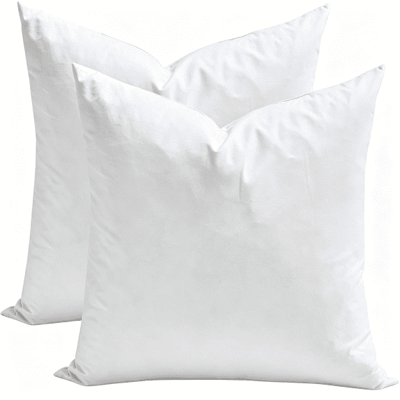 XIBUFE Feather Down Throw Pillow Inserts 18 x 18,Set of 2,Organic Cotton Shell,Soft Decorative Square Pillows Insert for Living Room Sofa,Couch,or Bed (White)