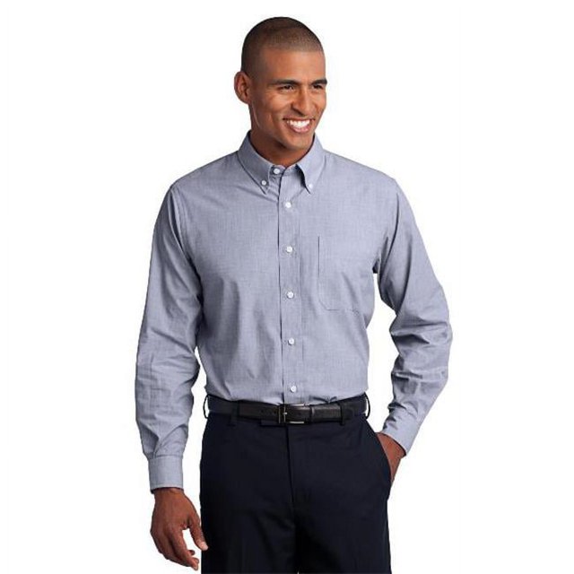 Port Authority S640 Crosshatch Easy Care Long Sleeve Shirt, Navy Frost - Large