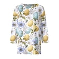 thumbnail image 5 of Garbnen Easter Tee Shirts for Women Round Neck Womens 3/4 Length Sleeve Tops Egg Bunny Hunt Print Trendy Fitted Fitted Blouse Women, 5 of 6