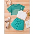 thumbnail image 7 of TAIAOJING Toddler Girls Summer Outfits Sets 3PCS Set Casual Loose Fit Sleeveless Tops Shorts Combo For Outdoor Activities Age 8-14 Comfortable Breathable Playwear Holiday 7-8Y, 7 of 7