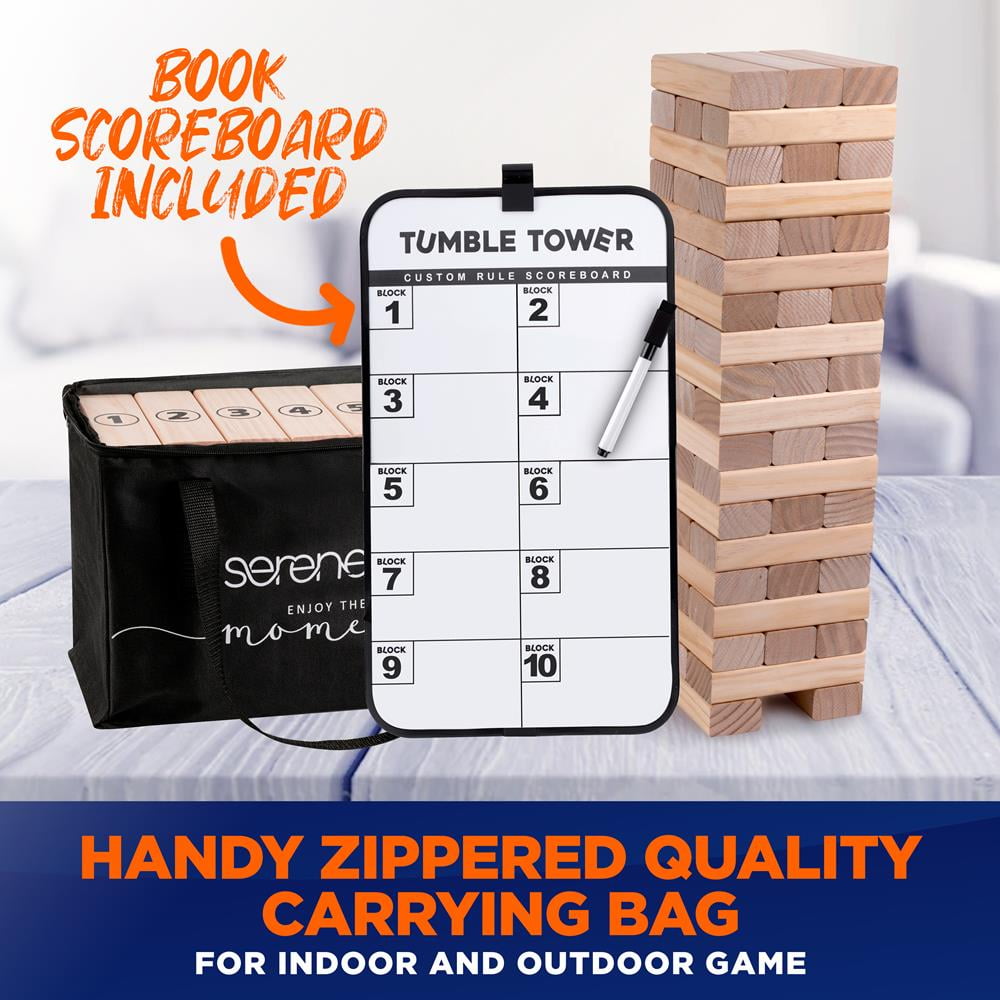  WE Games Wooden Block Stacking Tower, Block Party Stacking and  Tumble Game, Party Game for Adults, Tumble Tower Wedding Guest Book  Alternative, Tabletop Games, Includes Storage Case, 12 inches : Toys