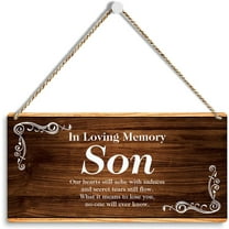 Wood Sign 5x10 Inch Memorial Sympathy Gifts For Loss Of Son Son Memorial Gifts Bereavement Condolences Gift Funeral Decor Wall Decor In Loving Memory Son Sign Door Wall Hanging Decor Gift For Women