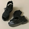 thumbnail image 5 of Sandals Women's Summer Sandals Women's Fashion Casual Spring And Summer Solid Color Lace-Up Mesh Flying Woven Breathable Fish Mouth Open Toe One-Foot Thick Bottom Wedge Heel Sandals Black, 5 of 8
