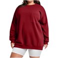 thumbnail image 6 of Binmer Women’s Plus Size Crew Neck Long‑Sleeve Sweatshirt, Oversized Casual Solid Color Pullover Top with Front Pocket,Sizes L-5XL, 6 of 9