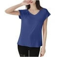 thumbnail image 2 of Weiqiqre Women Short Sleeve Deep V Neck Base Shirt Thin T-shirt Pajamas Top Short Sleeved Pajamas, 2 of 8
