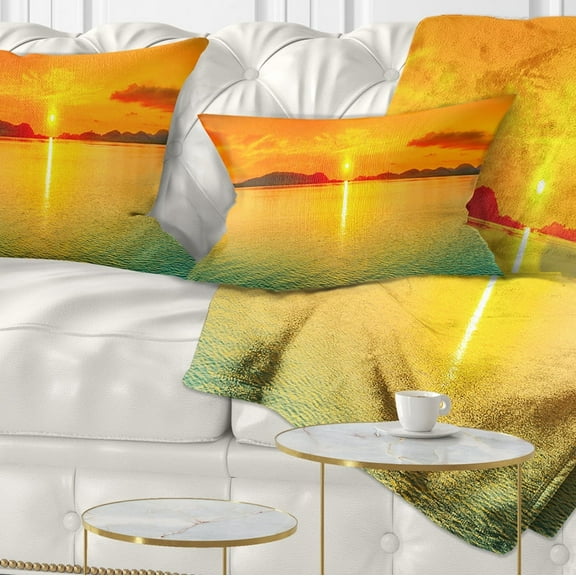 Designart Sunset Panorama - Photography Throw Pillow - 12x20