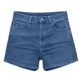 thumbnail image 4 of Cagogo Women Plus Size High Waisted Short Jeans with Pockets Casual Regular Fit Beach Shorts Summer Denim Bottoms, Light Blue L, 4 of 9