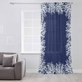 thumbnail image 3 of Coastal Coral Semi Sheer Curtains Drapes for Living Room, Bedroom, French Doors Window 45 Inches Long, Navy Blue Ocean Marine Nautical Beach Rod Pocket Chiffon Curtain Drapery Voile Draperies Panel, 3 of 6