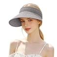 thumbnail image 4 of Cutuoiiu Women Solid Color Woven Straw Sun Visor Hat, Wide Curved Brim Open Top Ponytail Friendly Summer Beach Travel Sun Shade Hat, 4 of 8