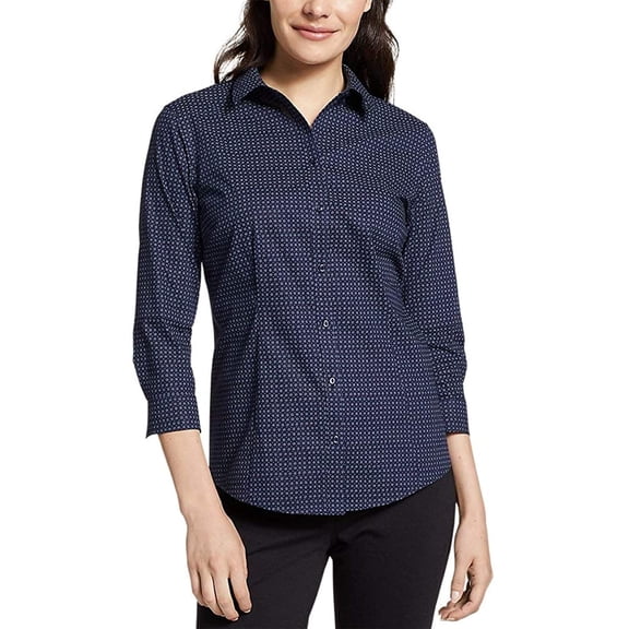 Eddie Bauer Women's Wrinkle-Free 3/4-Sleeve Shirt - Atlantic 2X