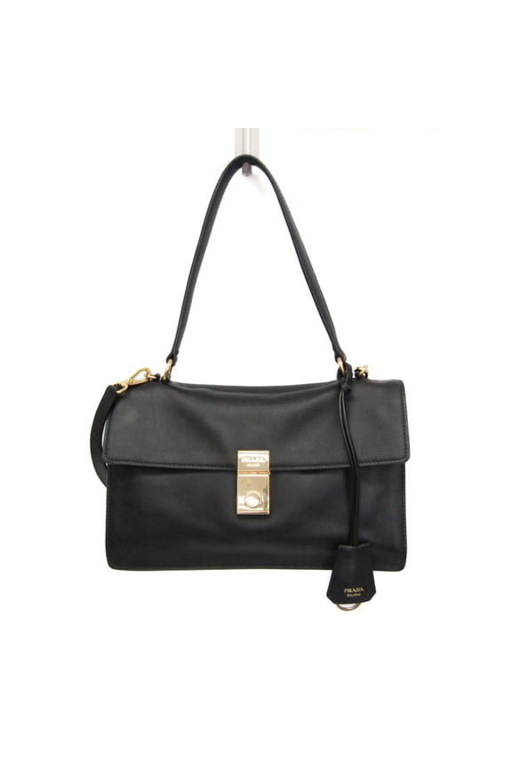 Pre-Owned Prada Soft Sound Medium Women's Leather Handbag,Shoulder Bag Black