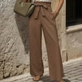 thumbnail image 5 of Women's Wide Leg Lounge Pants with Pockets Lightweight High Waisted Adjustable Tie Knot Loose Trousers Gifts for Womens Coffee,L, 5 of 6