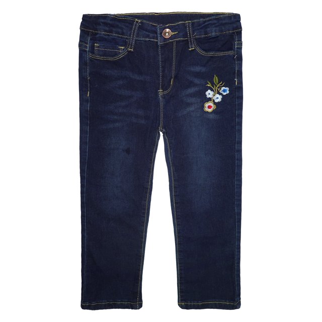 KIDSCOOL SPACE Big Girls Jeans, Bande Élastique à l'Intérieur de Pantalon en Denim Doux Brodé Floral