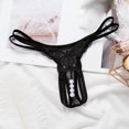 thumbnail image 3 of Soft Comfy Pearl Embellished Trendy Lace Sexy Briefs Thongs for Women Black One Size, 3 of 3