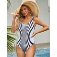 thumbnail image 4 of Maillot de Bain une Pièce pour Femmes Imprimé Rayé Élégant, 4 of 5