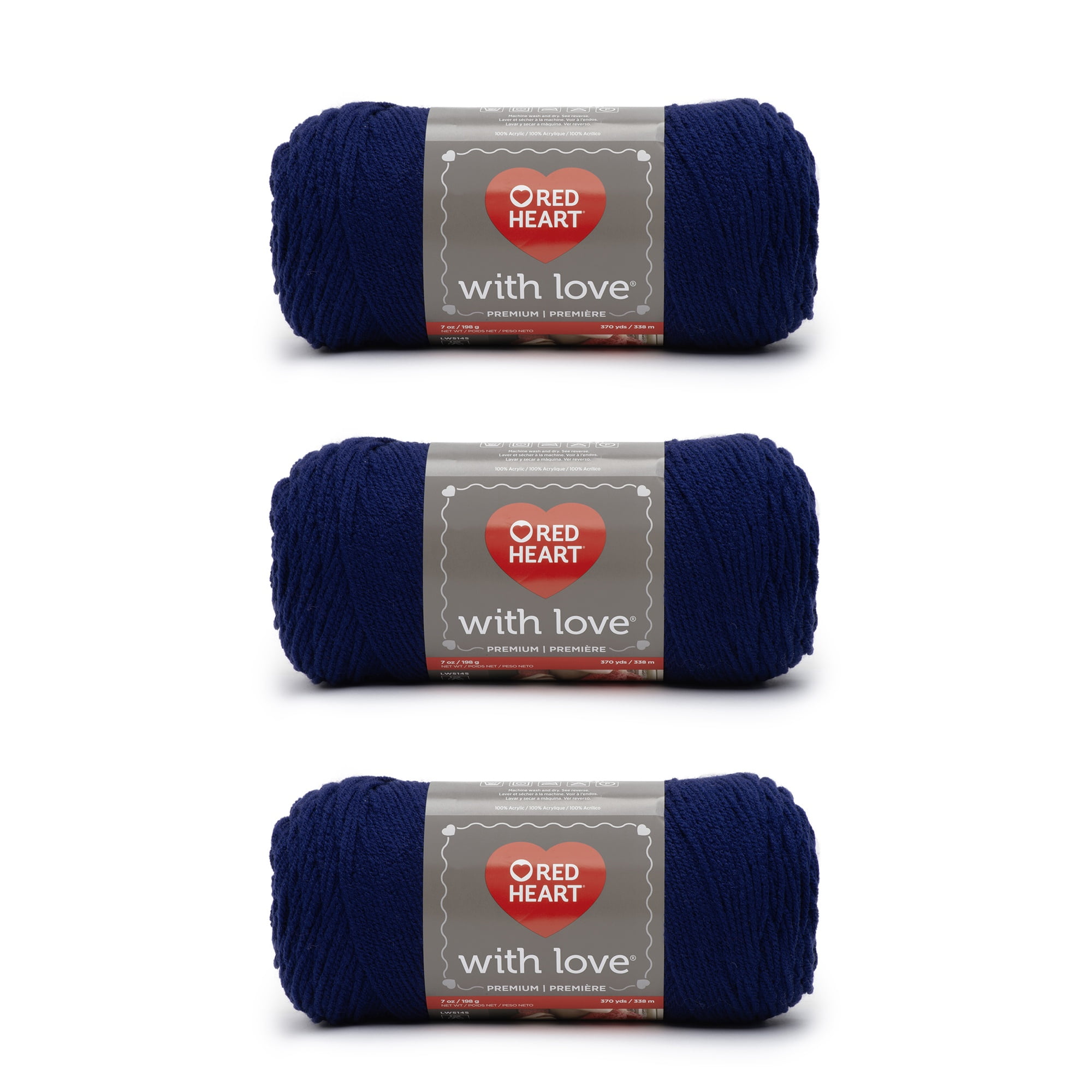 Red Heart With Love Navy Yarn 3 Pack of 198g/7oz Acrylic 4 Medium
