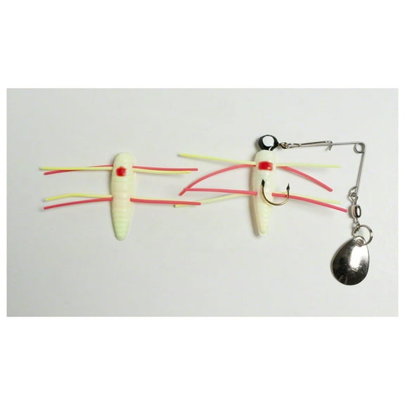 Betts 022GRRL-35N Spin Grunts Grub Lure 1 1/4" 1/16 oz White And Red Dot