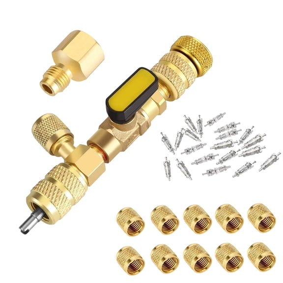 Adapter Remover Installer Tool with 1/4 and 5/16 Port Metal Adapter Metal Nut for R22 R410 R134A