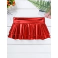 thumbnail image 5 of Kaerm Woman Metallic Wet look Liquid Nightclub Role Play Skater Skirt Pleated Ruffled Mini Skirt Red XXL, 5 of 7