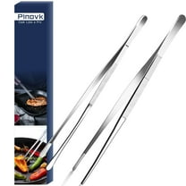 Pinovk 2 Pcs 12-Inch Fine Tweezer Tongs,Extra-Long Stainless Steel Tweezers Tongs