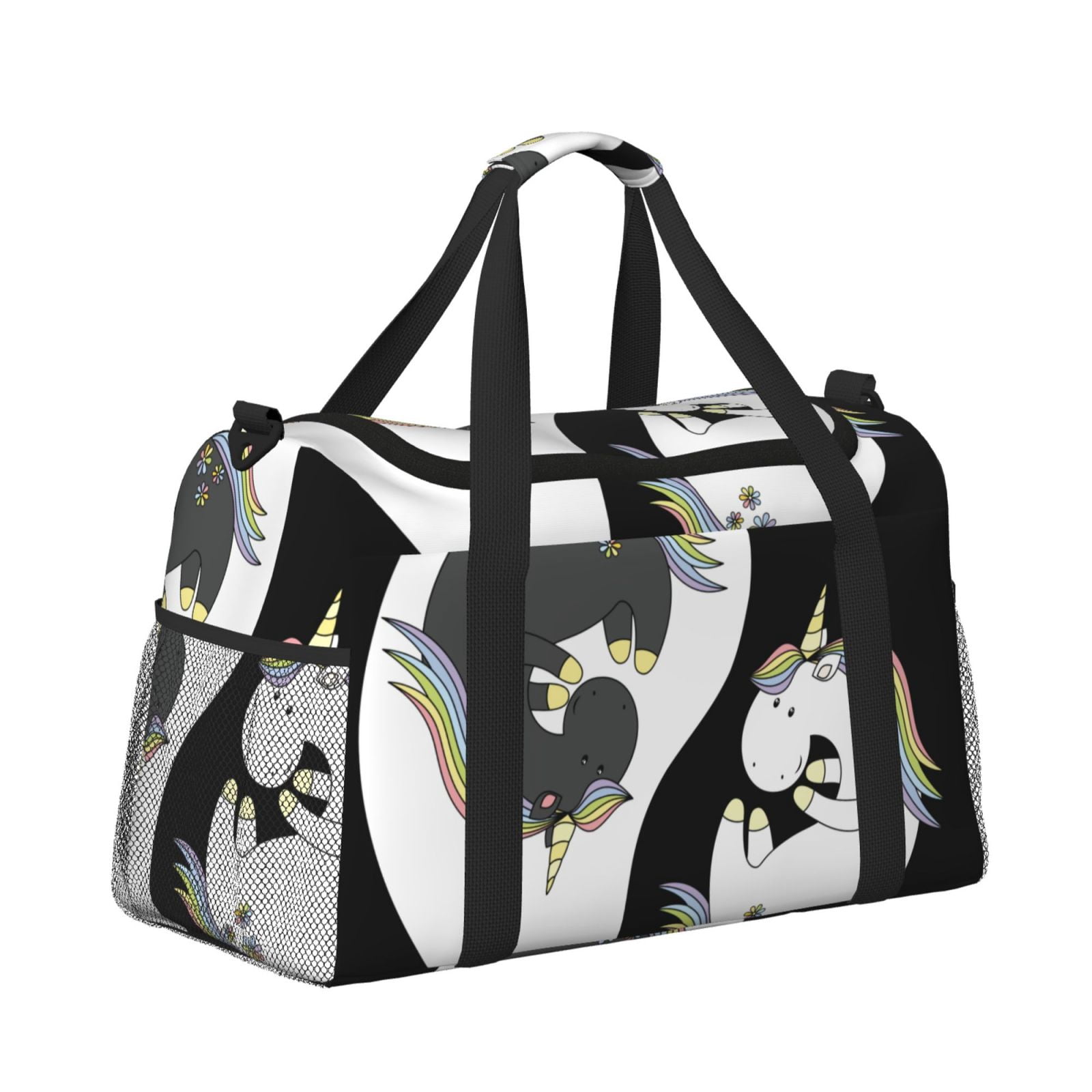 Fuzoiu Unicorn in Yoga Print Travel Duffle Bag,Carry On Tote Bags,Duffel Bag,Sport Gym Bag, Hospital Bag for Labor and Delivery, Overnight Bag,Luggage Bag