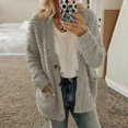 thumbnail image 2 of Tiqkatyck Winter Jackets for Women, Women Winter Casual Plus Size Plush Coat with Pockets Long Sleeve Outerwear Buttons Cardigan Coat Fleece Jacket Women, Winter Coats for Women Gray XXXL, 2 of 6
